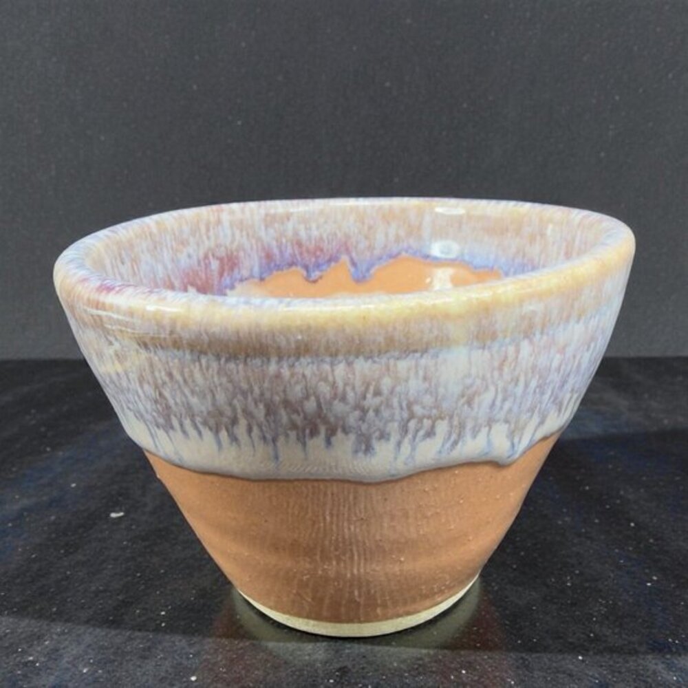 Vintage Hand Made Studio Art Pottery Signed Lisa Heavy Drip Glaze Salsa Dish VTG